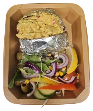 Bakpotatis med kyckling- och curryröra