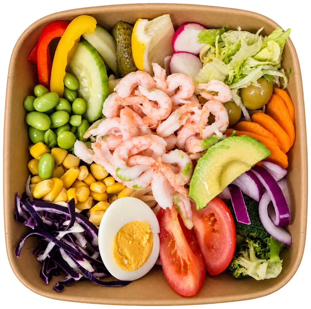 Sallad med handskalade räkor